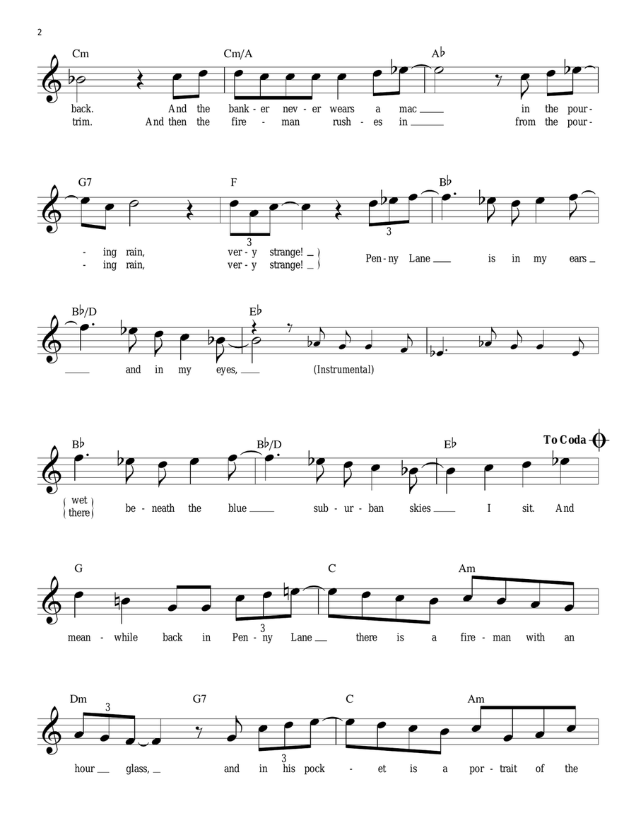 Penny Lane Piano scores gallery preview page 2