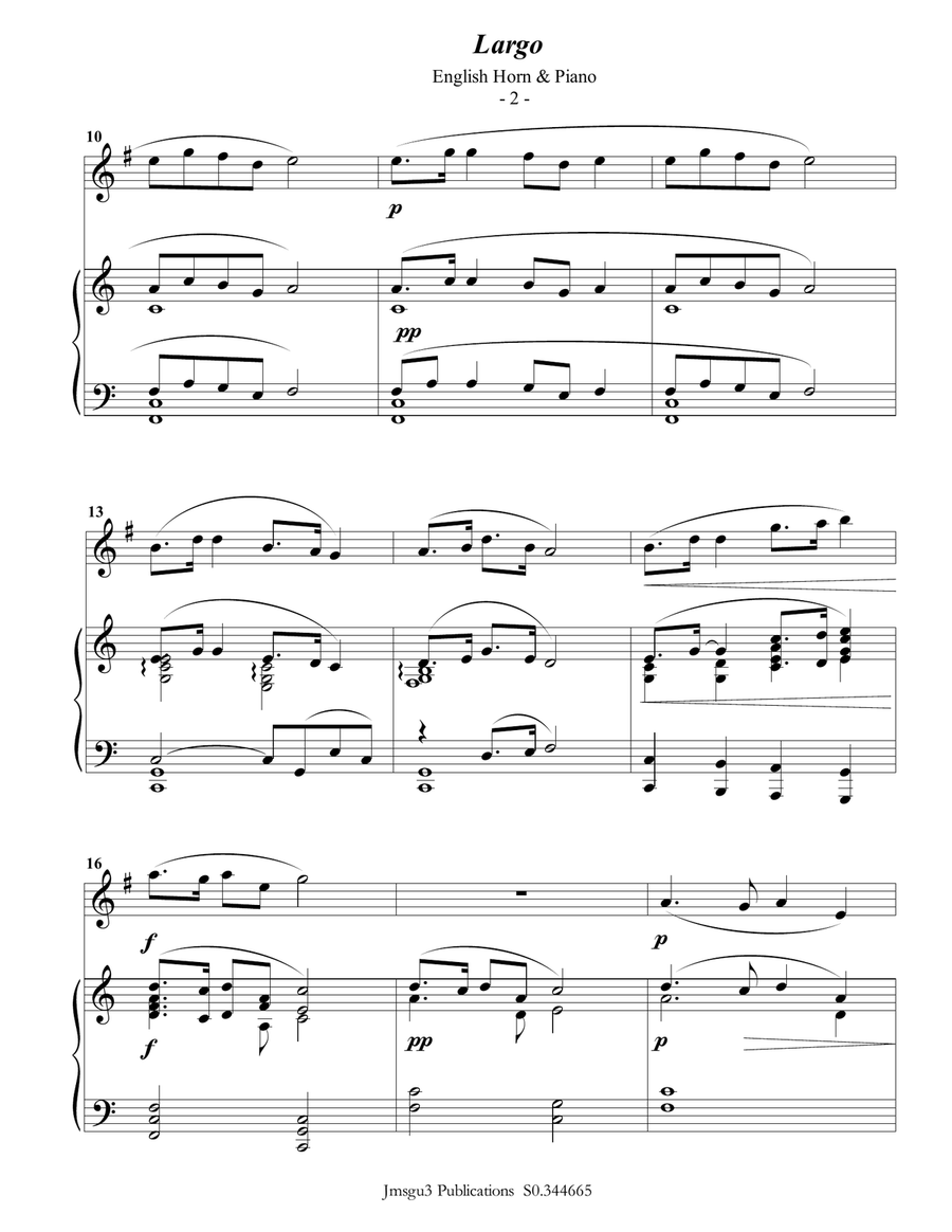 Dvořák: Largo from the New World Symphony for English Horn & Piano English Horn scores gallery preview page 2