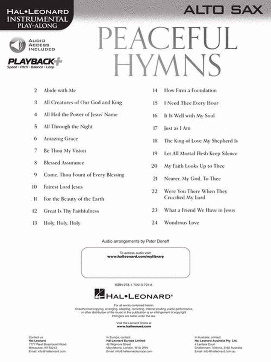 Peaceful Hymns for Alto Sax