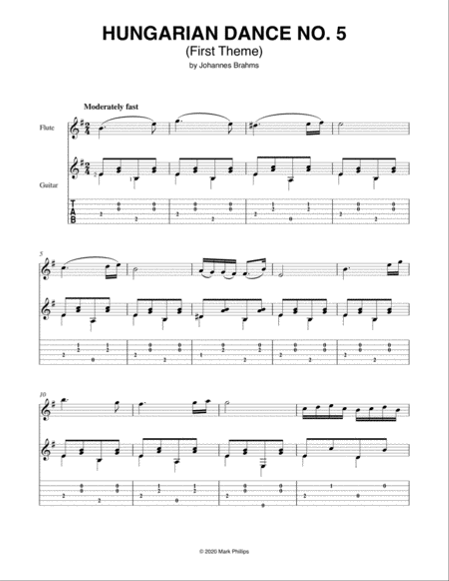 Hungarian Dance No. 5 (First Theme) Flute scores gallery preview page 1