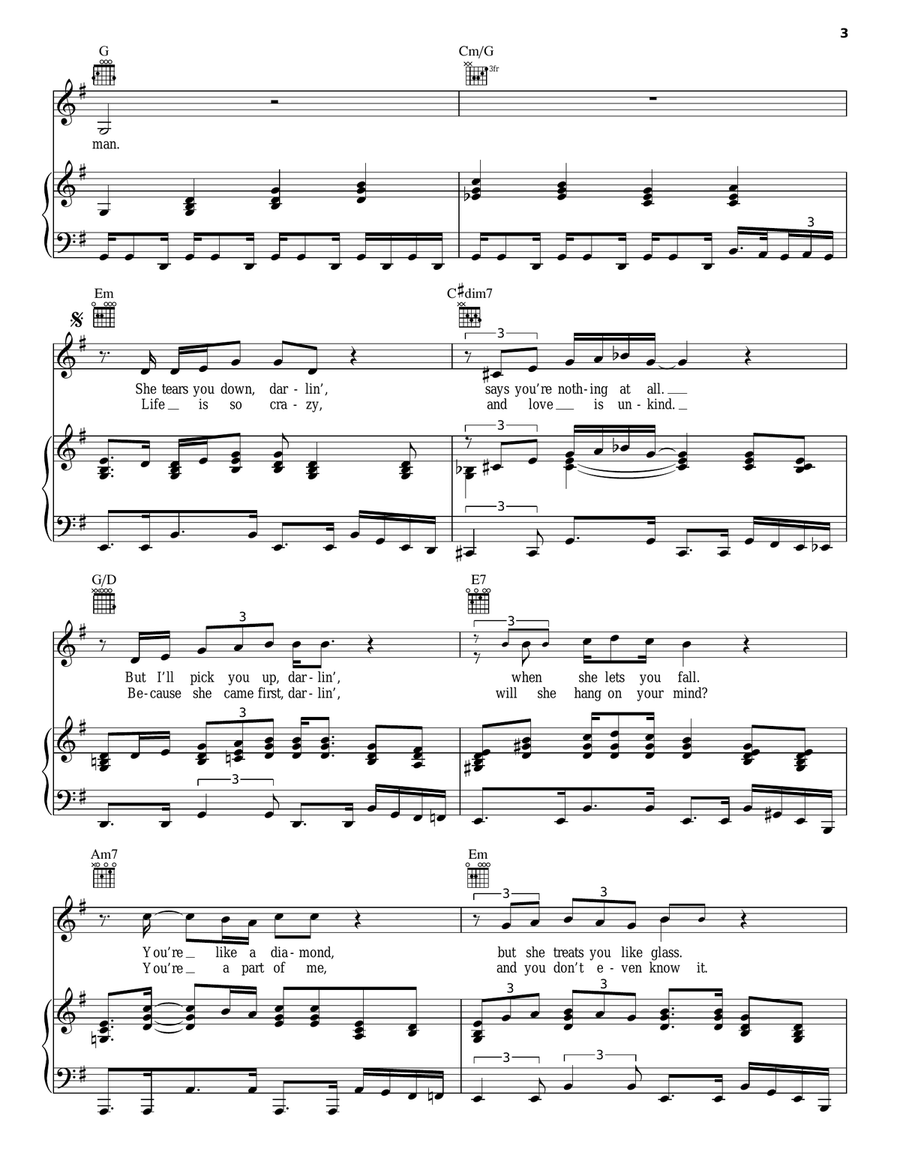 If I Were Your Woman Piano, Vocal, Guitar scores gallery preview page 3