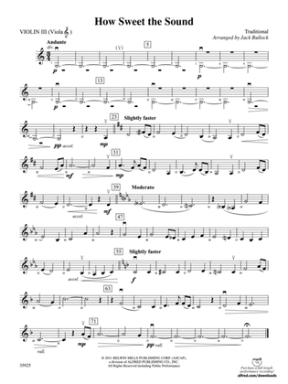 How Sweet the Sound: 3rd Violin (Viola [TC])