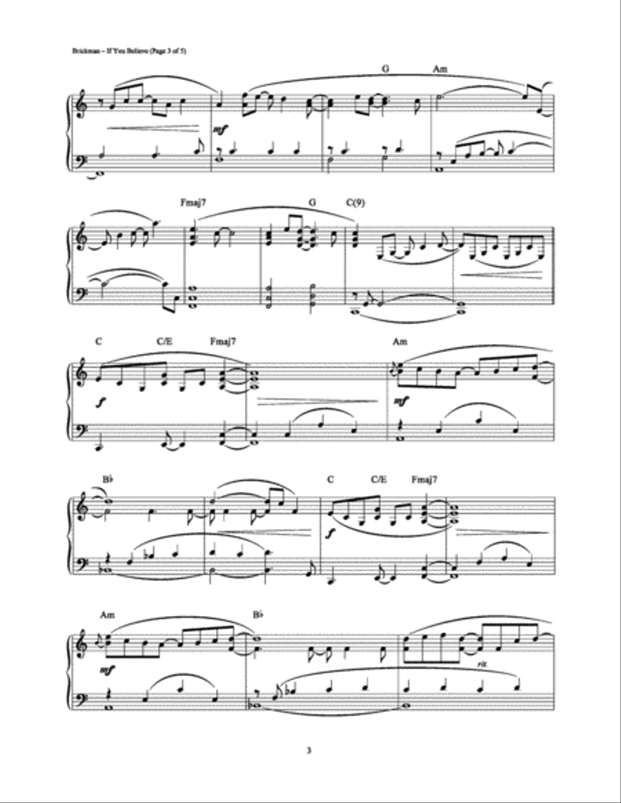 If You Believe If You Believe Piano Solo scores gallery preview page 3