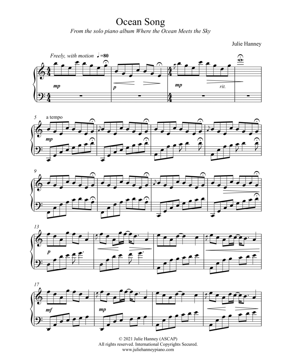 Ocean Song Ocean Song Piano Method scores gallery preview page 1