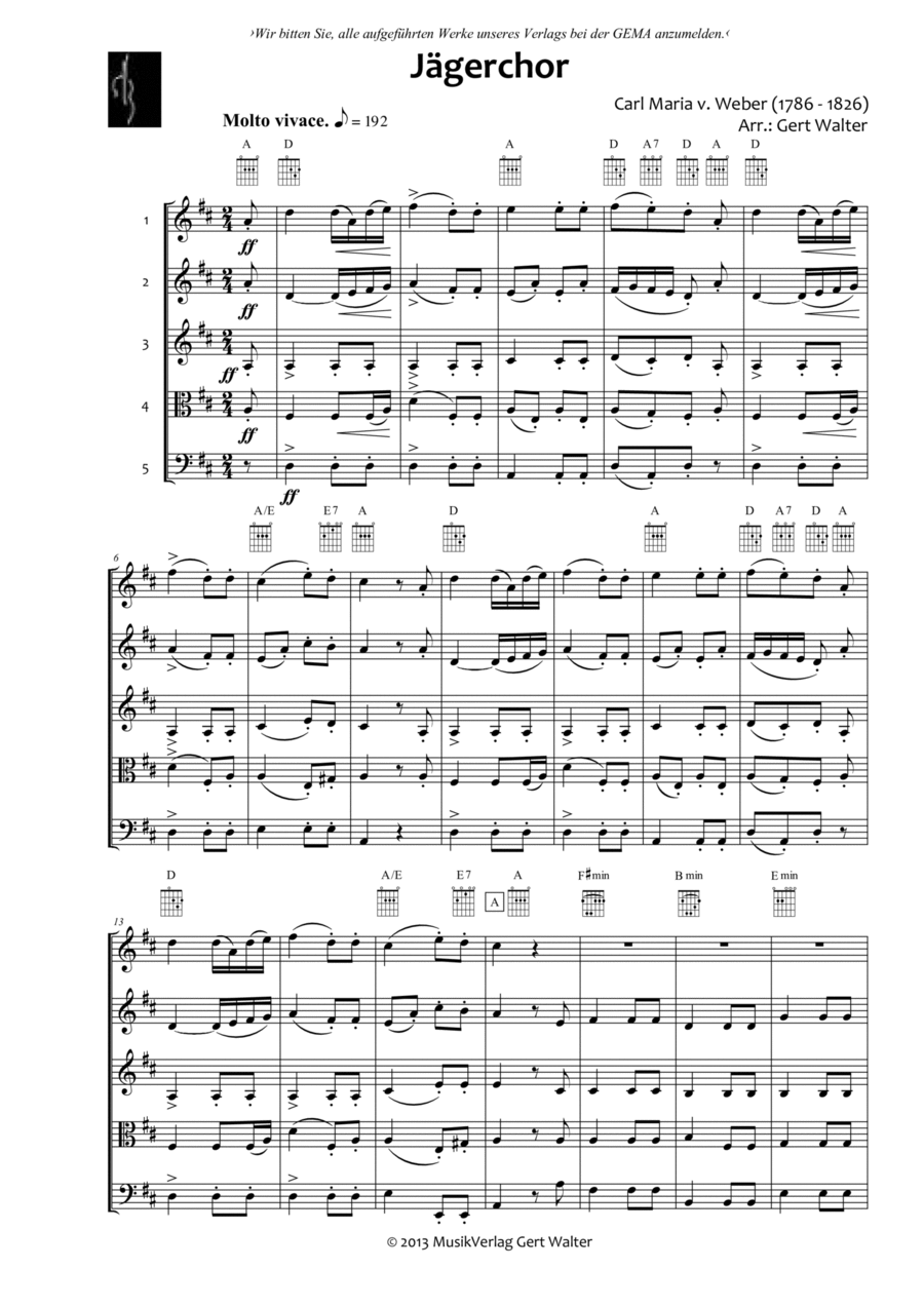 Jägerchor [Hunter's Choir] Choir scores gallery preview page 1