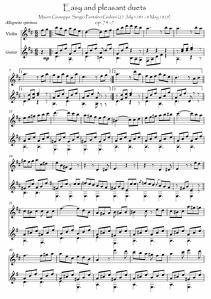 Easy Violin Guitar duets by Giuliani 74-7