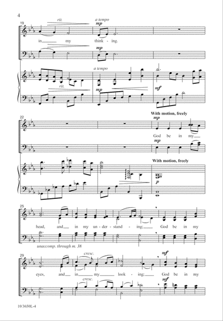 God Be in My Head 4-Part scores gallery preview page 5