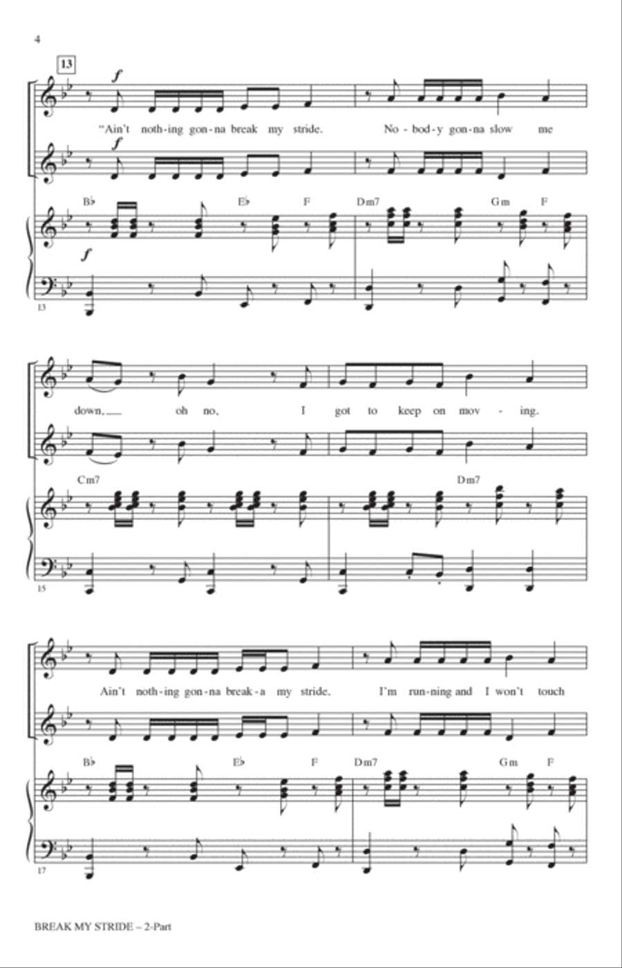 Break My Stride (arr. Mark Brymer) 2-Part scores gallery preview page 3