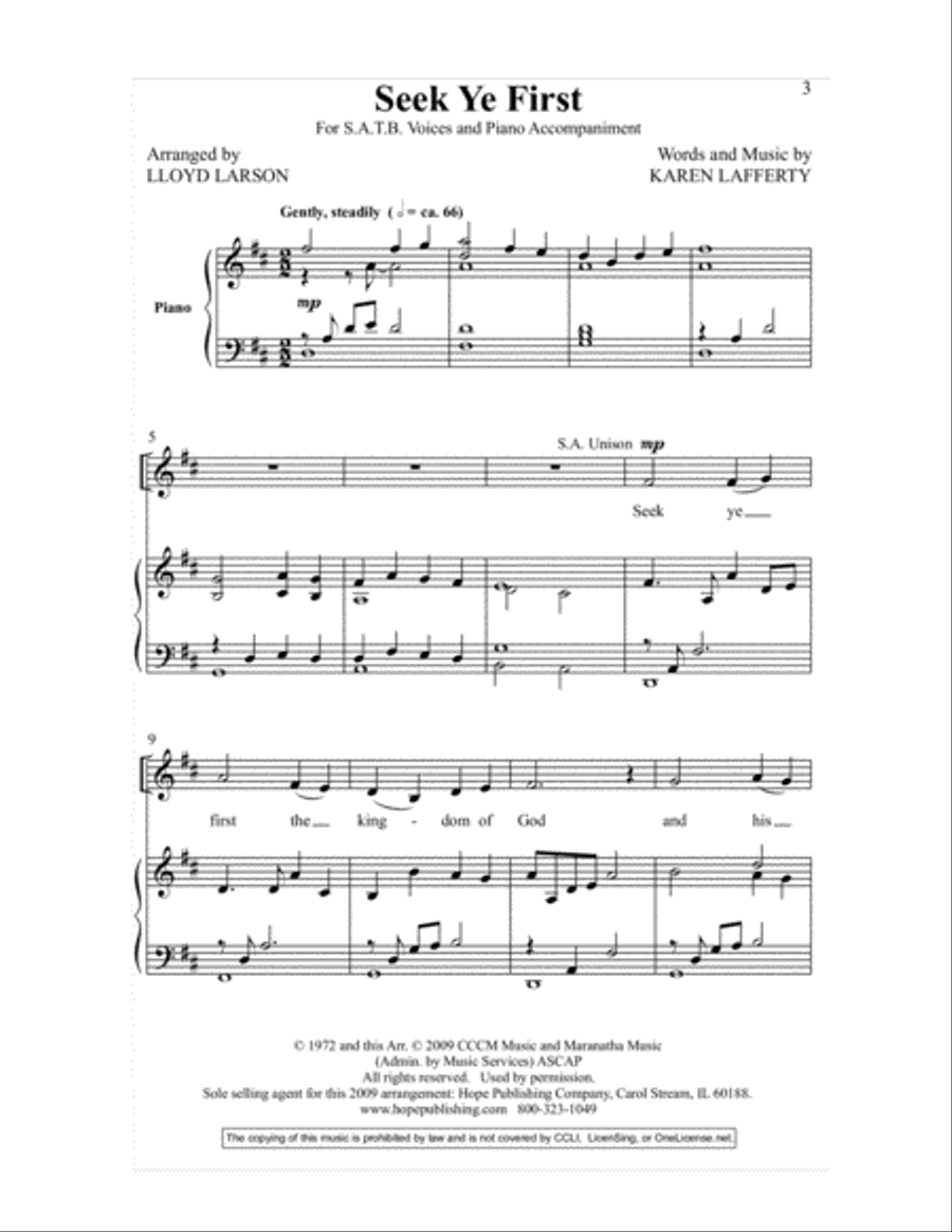Seek Ye First 4-Part scores gallery preview page 3