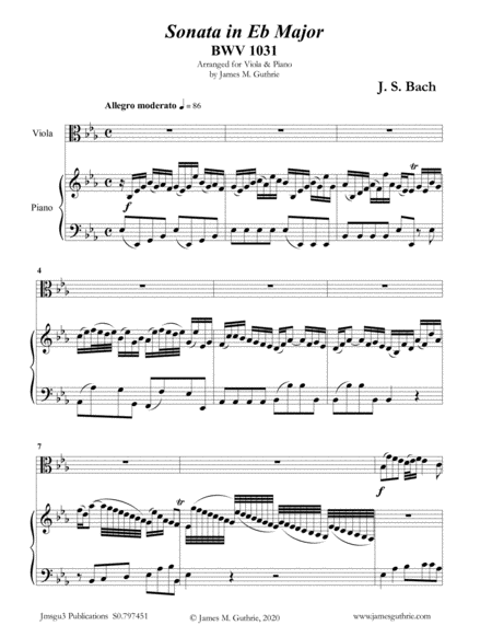 BACH: Sonata BWV 1031 for Viola & Piano image number null