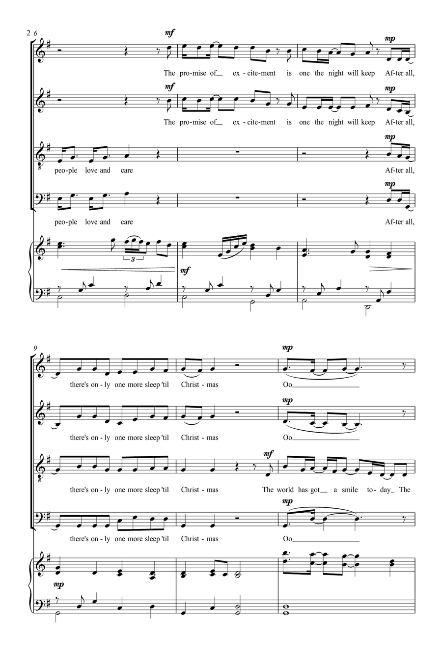 One More Sleep 'til Christmas 4-Part scores gallery preview page 2