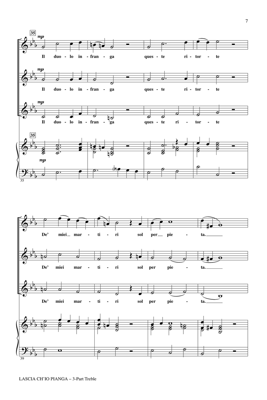 Lascia Ch'io Pianga 3-Part scores gallery preview page 5