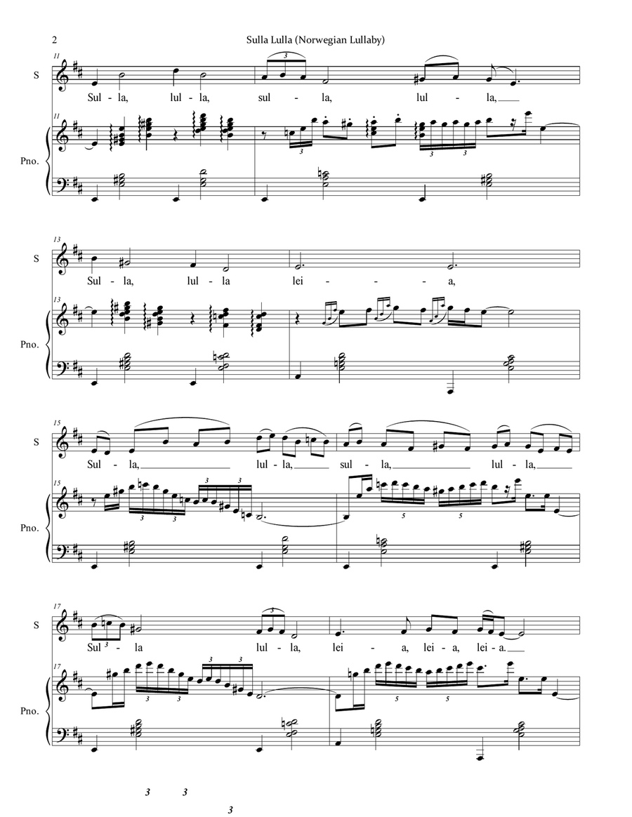 Sulla Lulla (Norwegian Lullaby) Voice scores gallery preview page 2