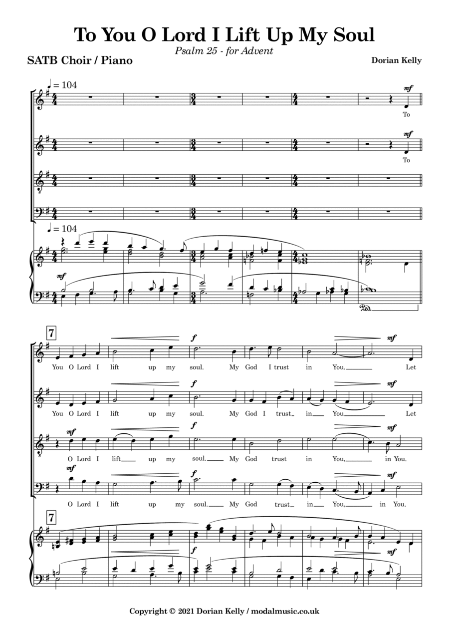 To You O Lord I Lift Up My Soul - Psalm 25 (SATB) 4-Part scores gallery preview page 1