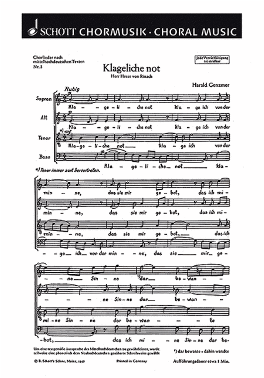 Fünf Chorlieder 4-Part scores gallery preview page 1