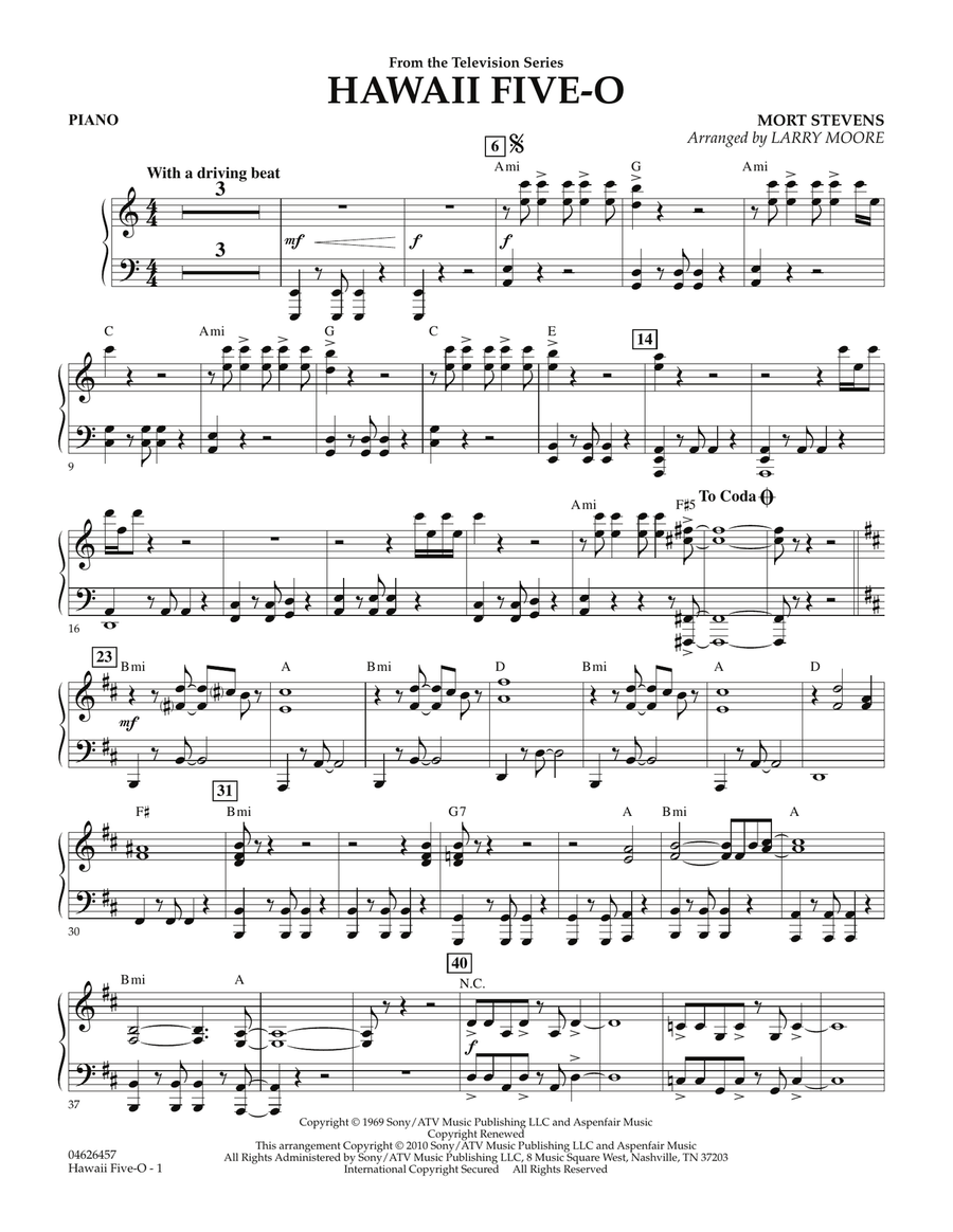 Hawaii Five-O - Piano