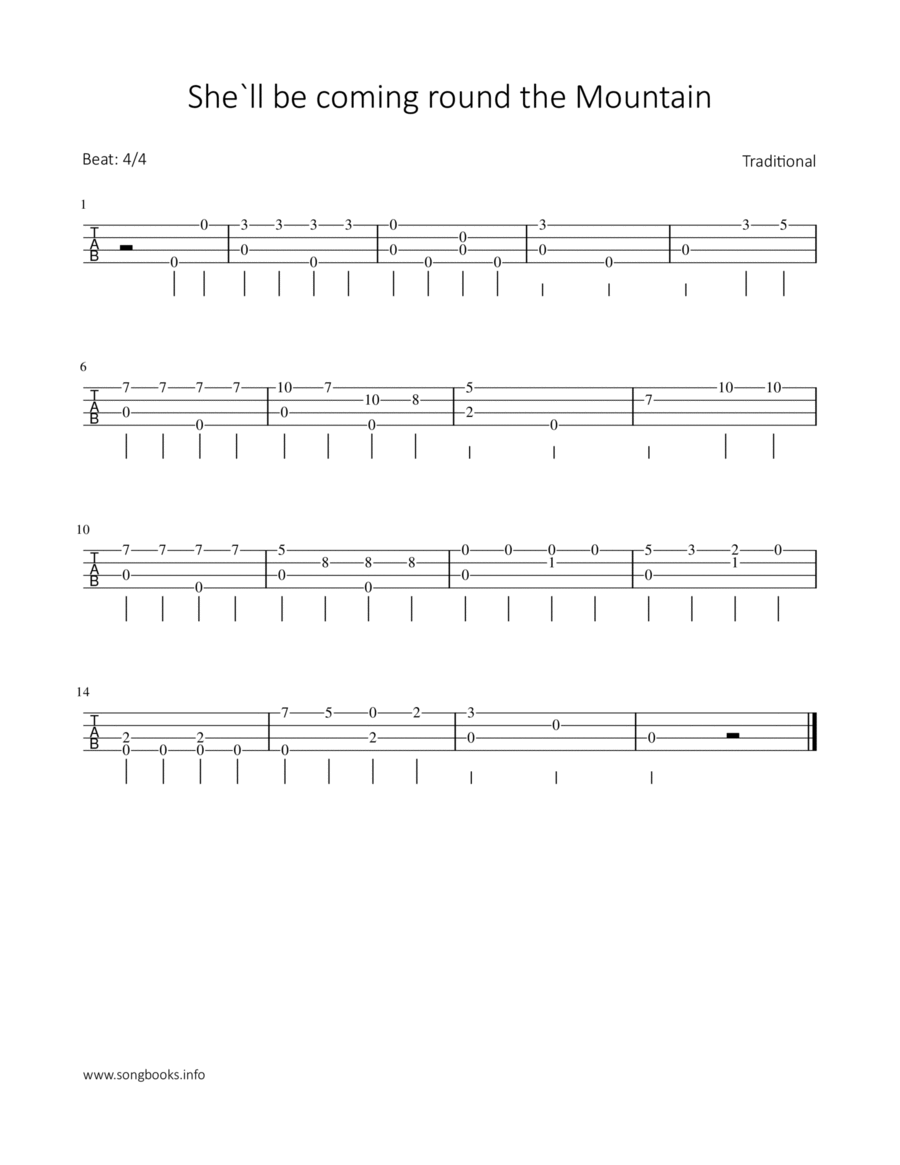 She‘ll be coming round the Mountain Ukulele scores gallery preview page 1