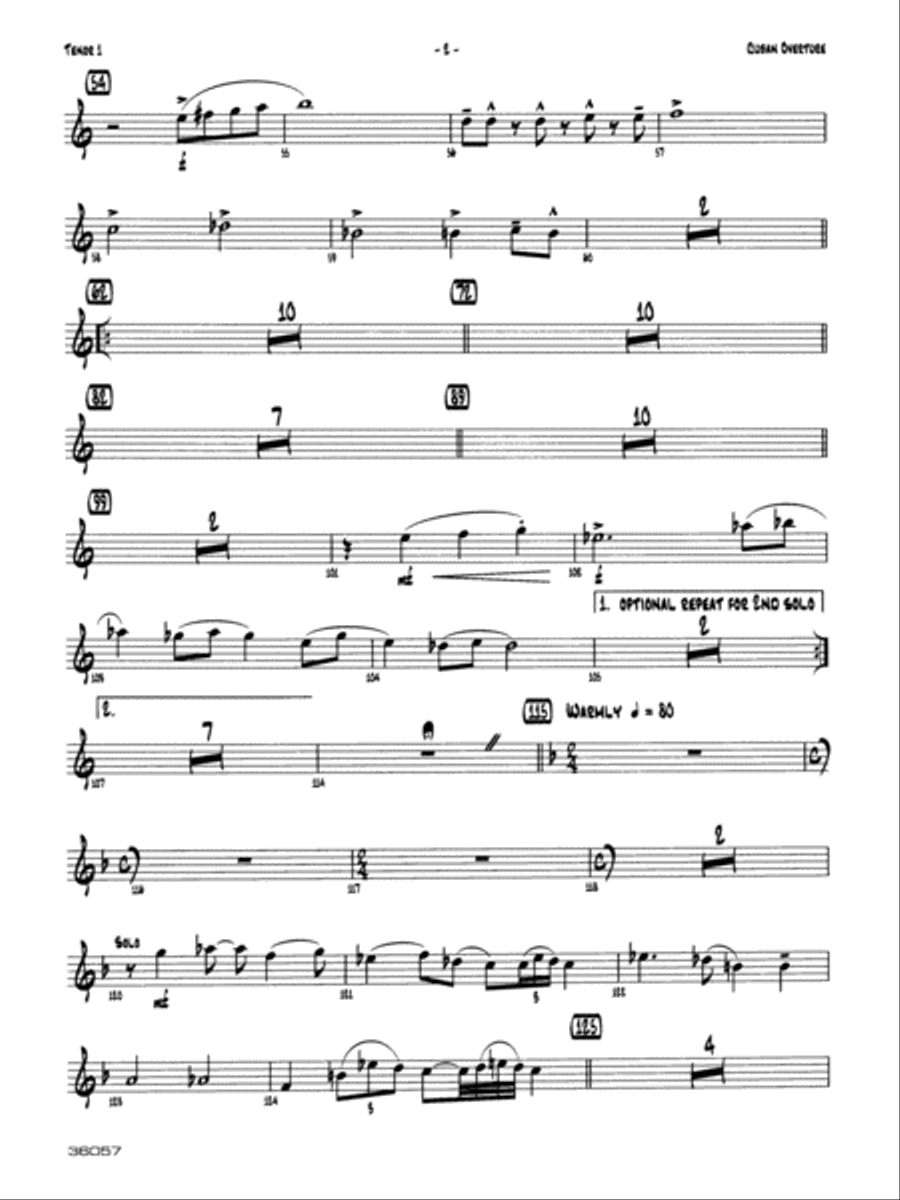 Cuban Overture: B-flat Tenor Saxophone Jazz Ensemble scores gallery preview page 2