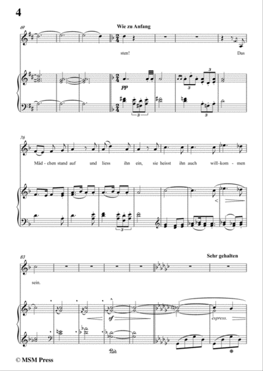 Mahler-Wo die schönen Trompeten blasen in d minor,for Voice and Piano Voice Solo scores gallery preview page 6