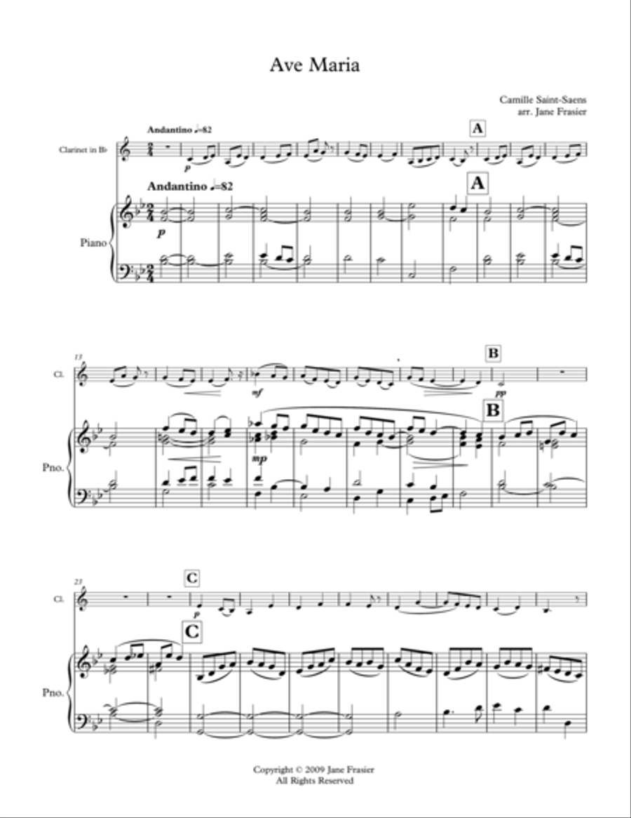 Ave Maria Clarinet Solo scores gallery preview page 1