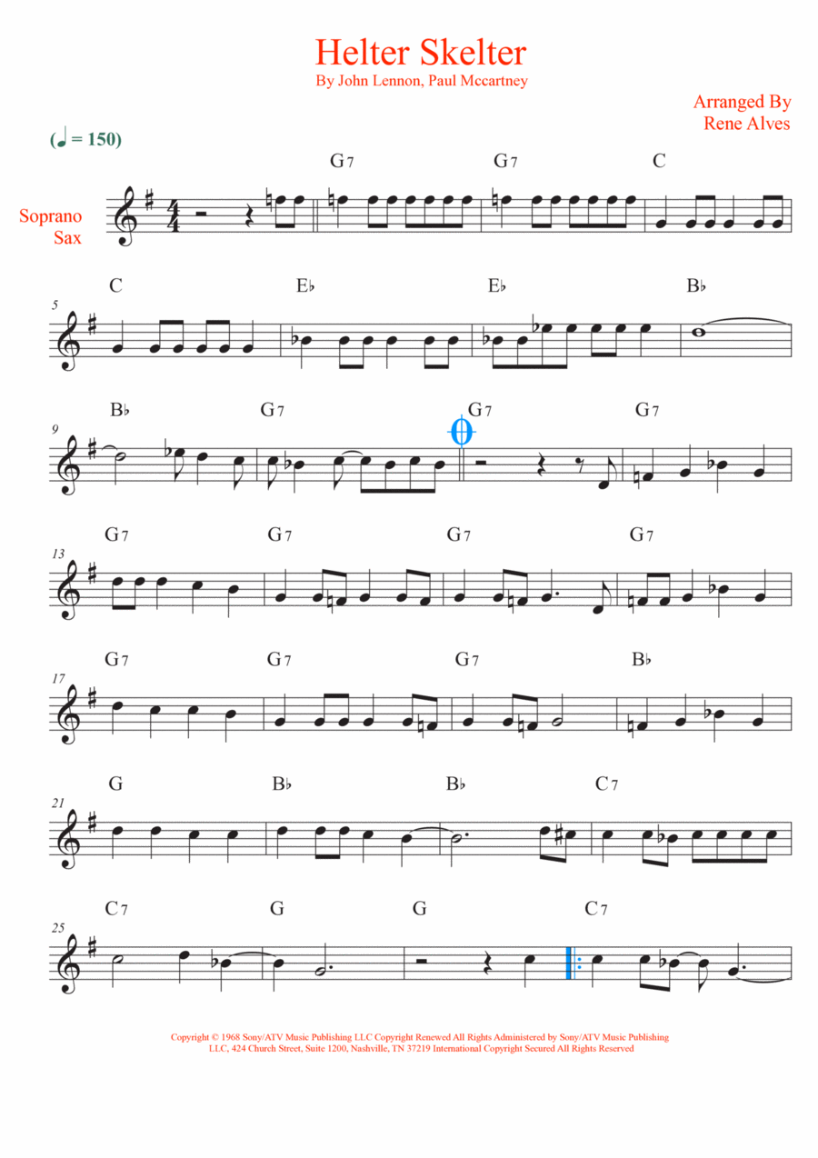 Helter Skelter Helter Skelter Soprano Saxophone scores gallery preview page 1