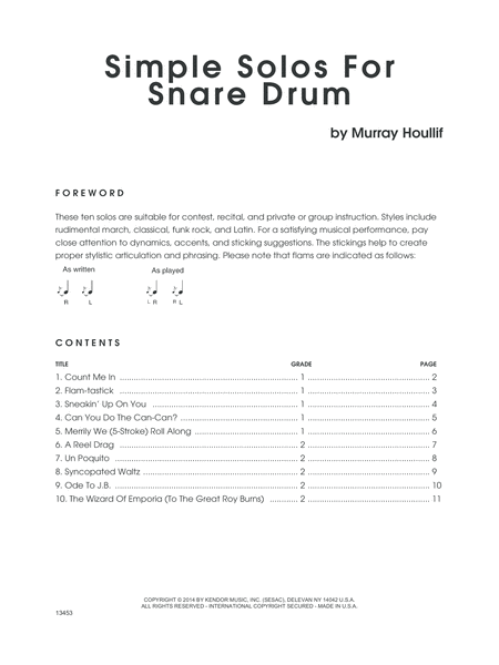 Simple Solos For Snare Drum