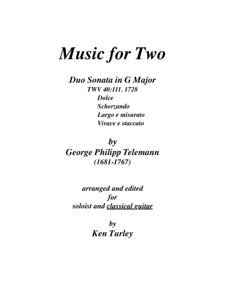 Music for Two Telemann "Duo Sonata in G Major" image number null