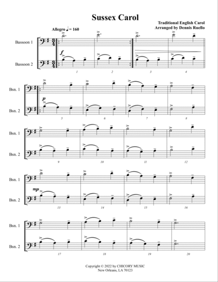 Sussex Carol - Duet for Cello String Duet scores gallery preview page 2