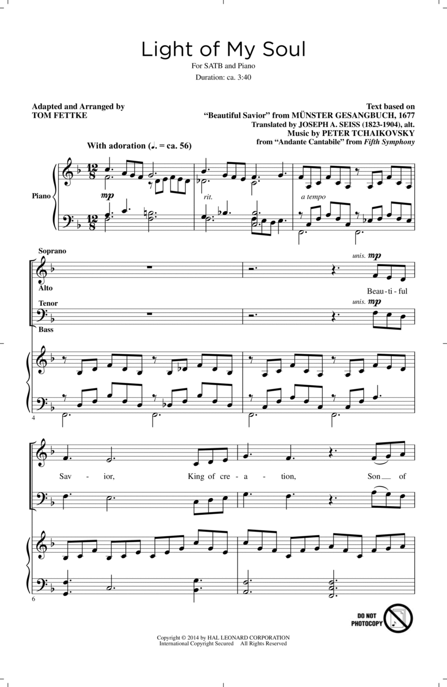 Light Of My Soul 4-Part scores gallery preview page 1