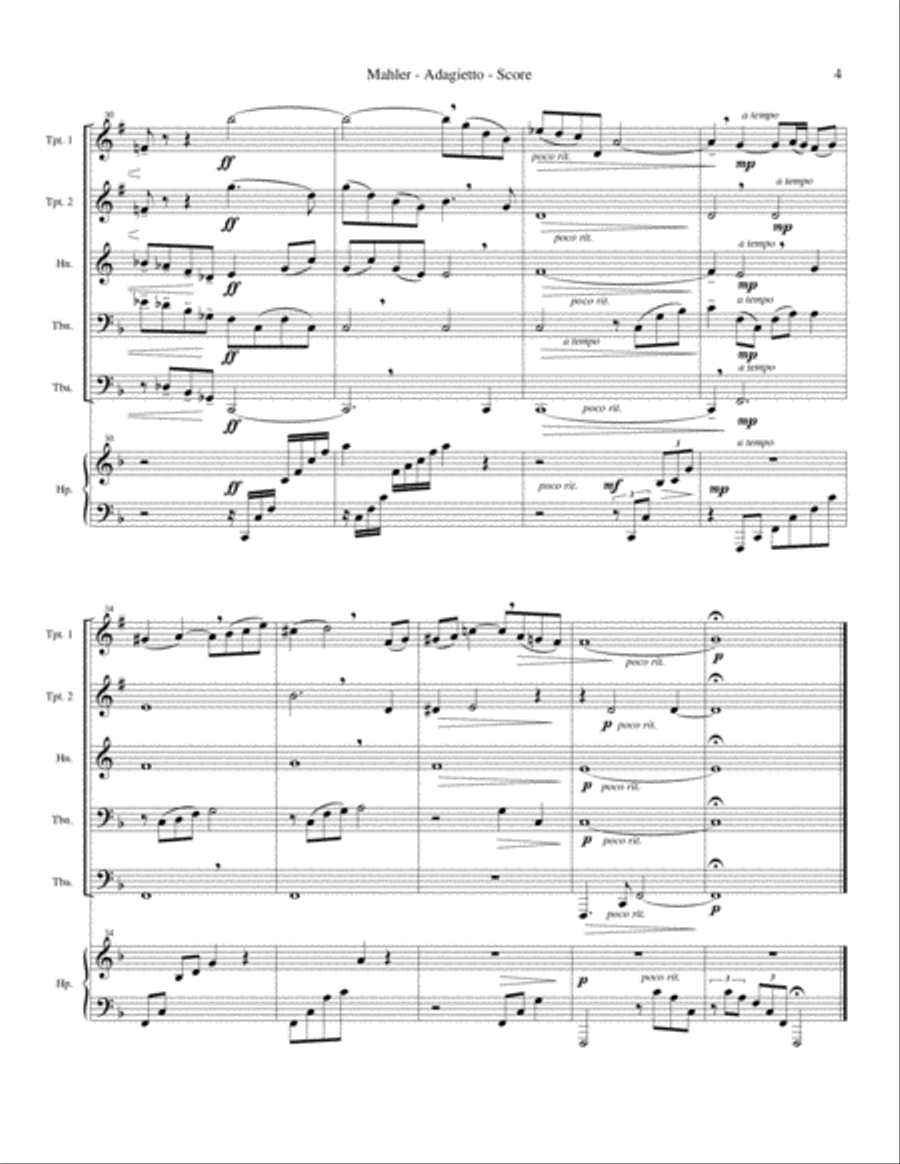 Adagietto, from Symphony No. 5 Brass Ensemble scores gallery preview page 6