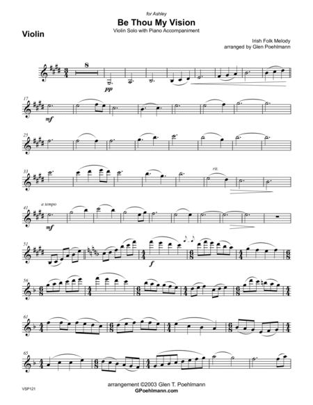 BE THOU MY VISION - VIOLIN SOLO with Piano Accompaniment image number null