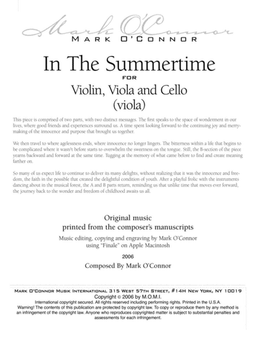 In The Summertime (viola part - vln, vla, cel) image number null