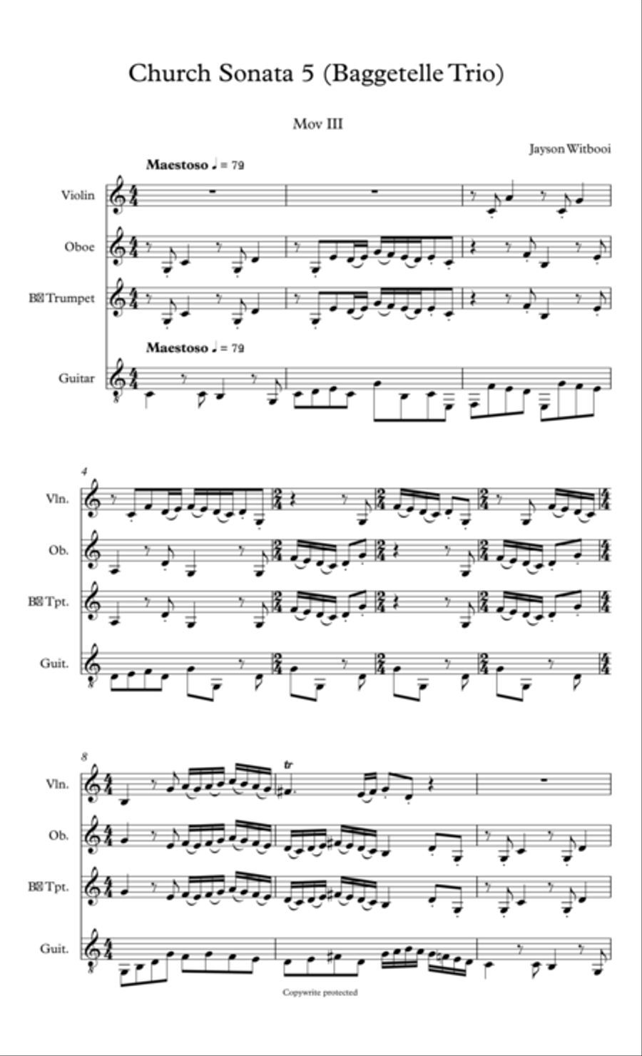 Guitar Trio III mov Allegro Small Ensemble scores gallery preview page 1