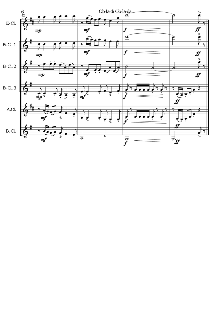 Ob-La-Di, Ob-La-Da Ob-La-Di, Ob-La-Da Woodwind Ensemble scores gallery preview page 6