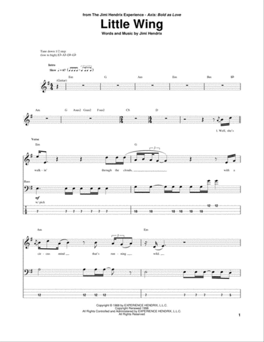 Little Wing Guitar Tablature scores gallery preview page 1