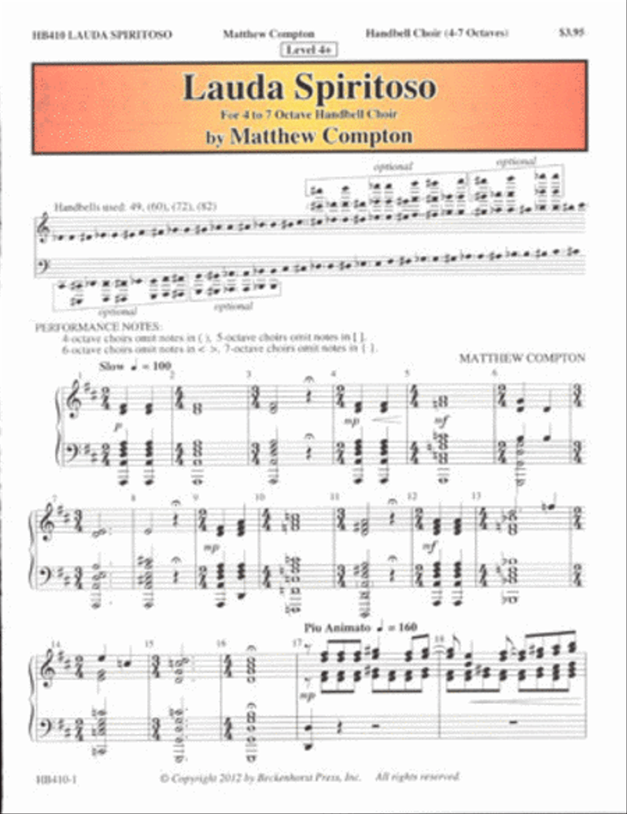 Lauda Spiritoso Lauda Spiritoso Handbell Choir scores gallery preview page 1