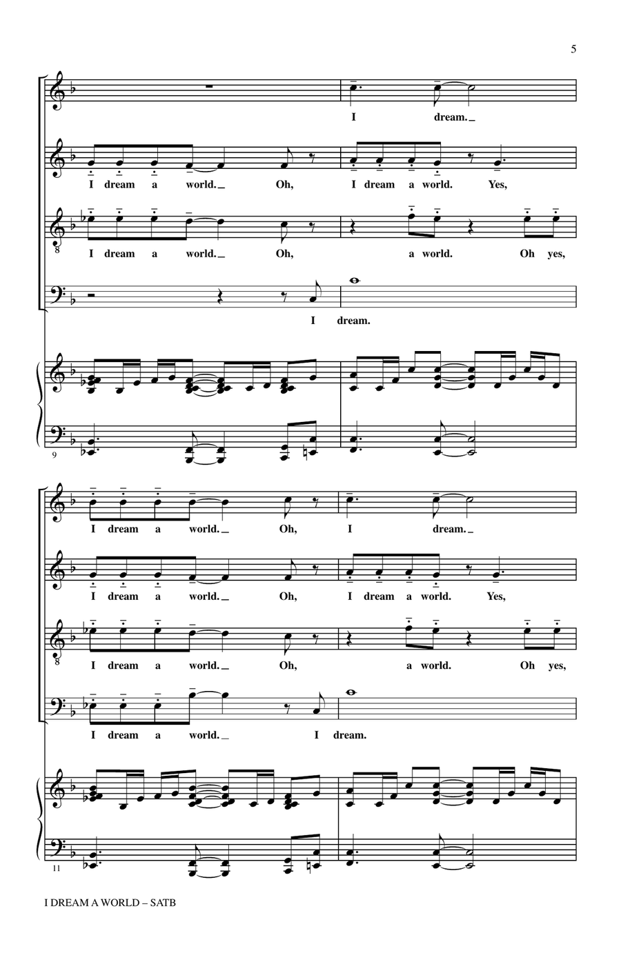 I Dream A World (from Trilogy of Dreams) 4-Part scores gallery preview page 3