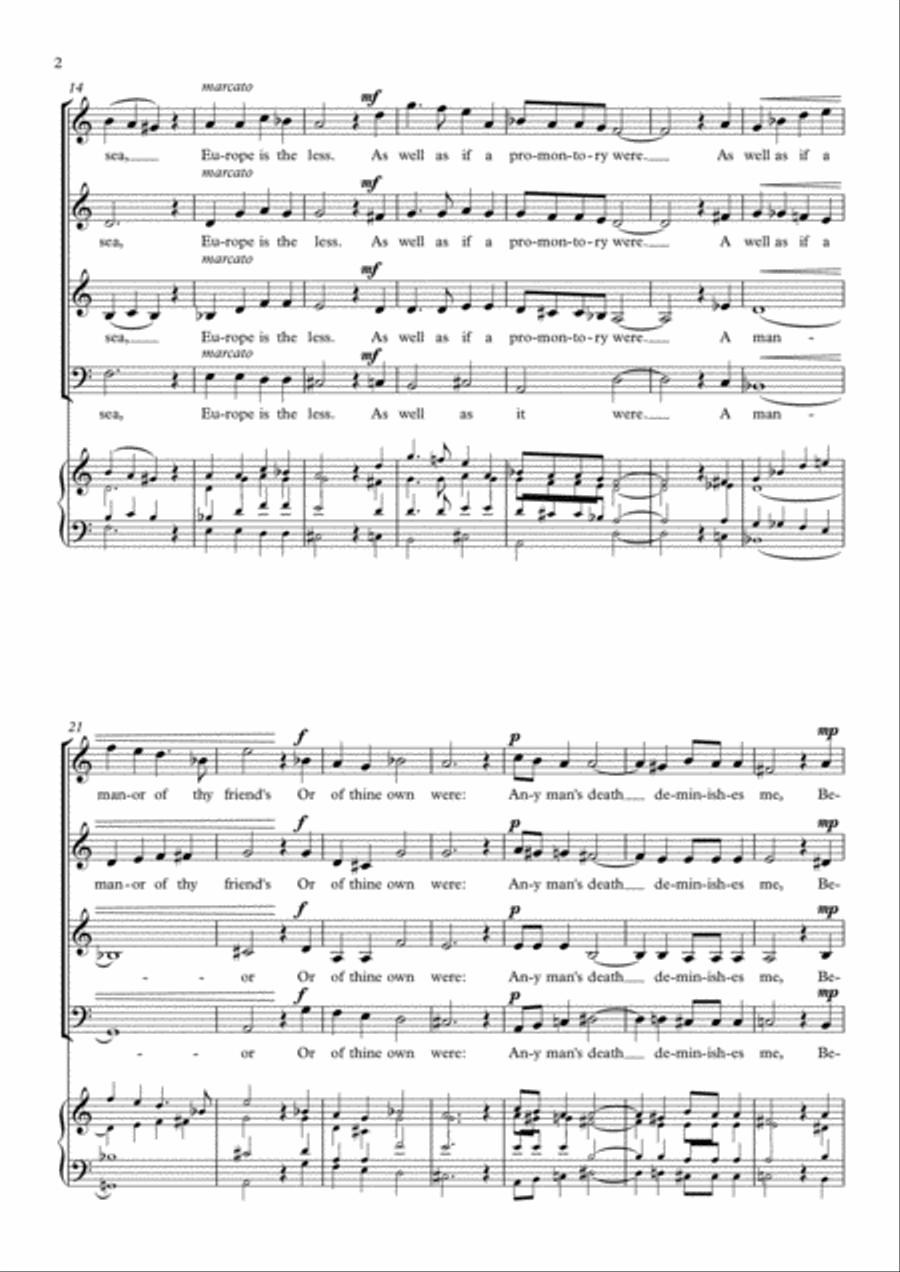 No Man Is An Island - Choir (SSAB) 3-Part scores gallery preview page 2