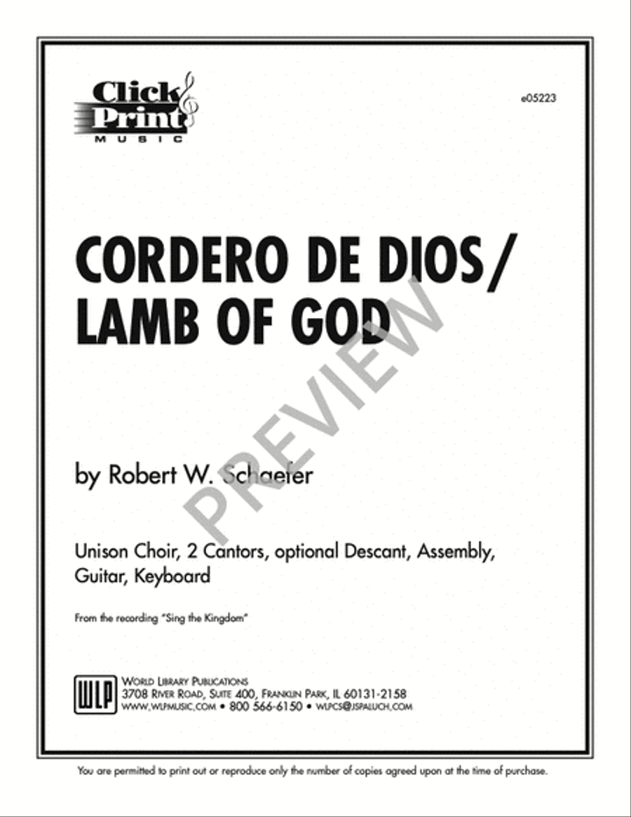 Lamb of God/Cordero De Dios Piano and Keyboard scores gallery preview page 5
