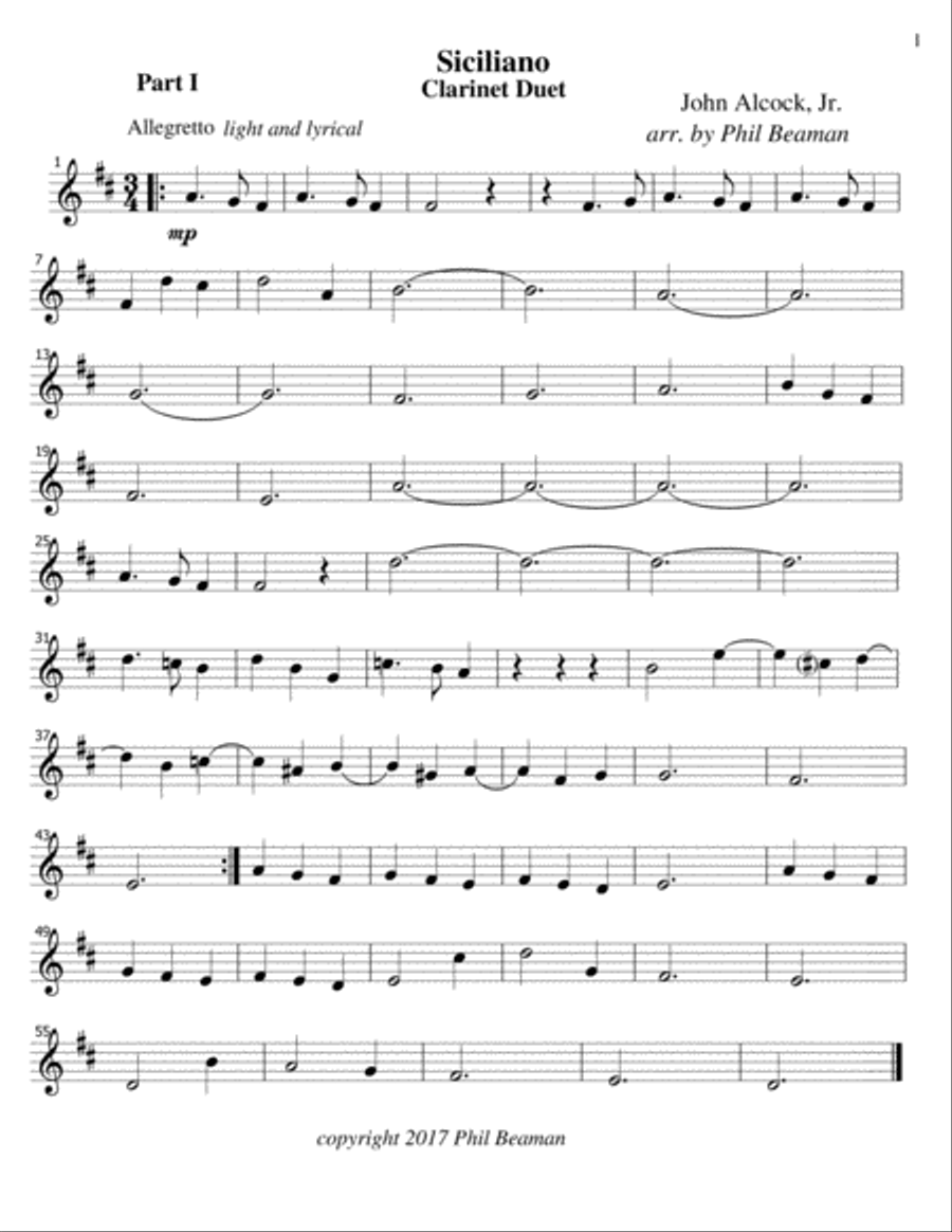 Siciliano - Clarinet Duet image number null