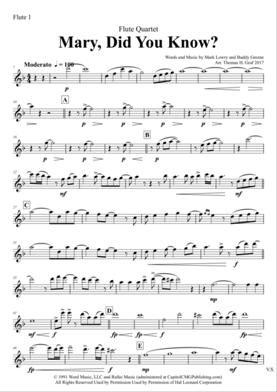 Mary, Did You Know? Flute Quartet scores gallery preview page 6