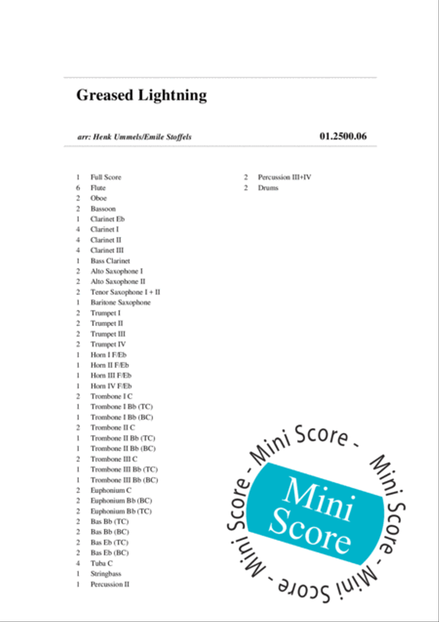 Greased Lightning Concert Band scores gallery preview page 4