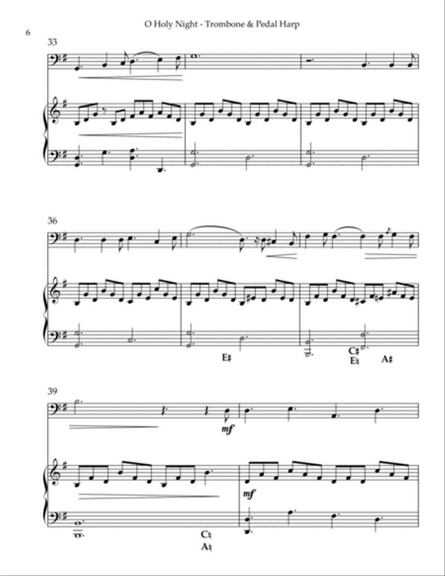 O Holy Night, Duet for Trombone & Pedal Harp