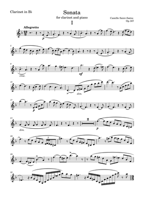 Sonata Op.167 by C. Saint-Saens, Clarinet part