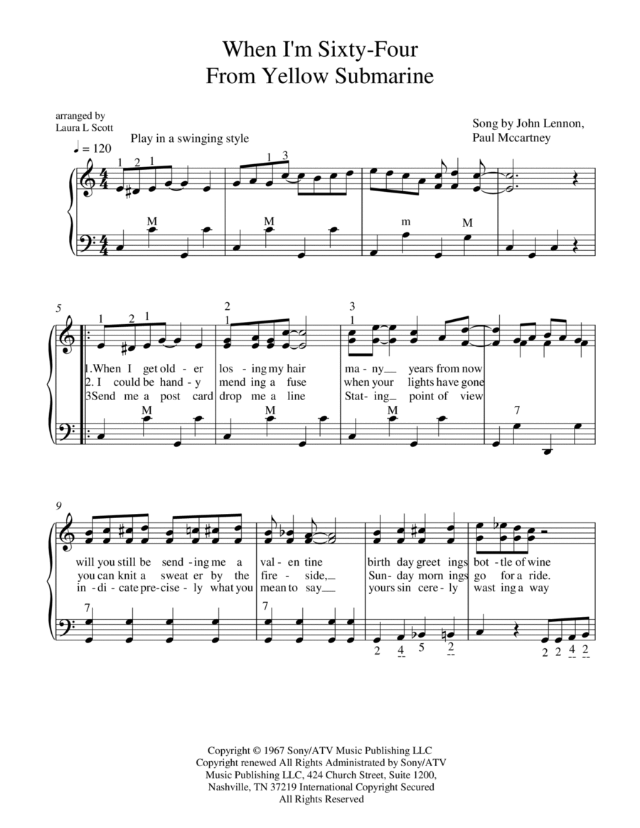 When I'm Sixty-Four Accordion scores gallery preview page 1