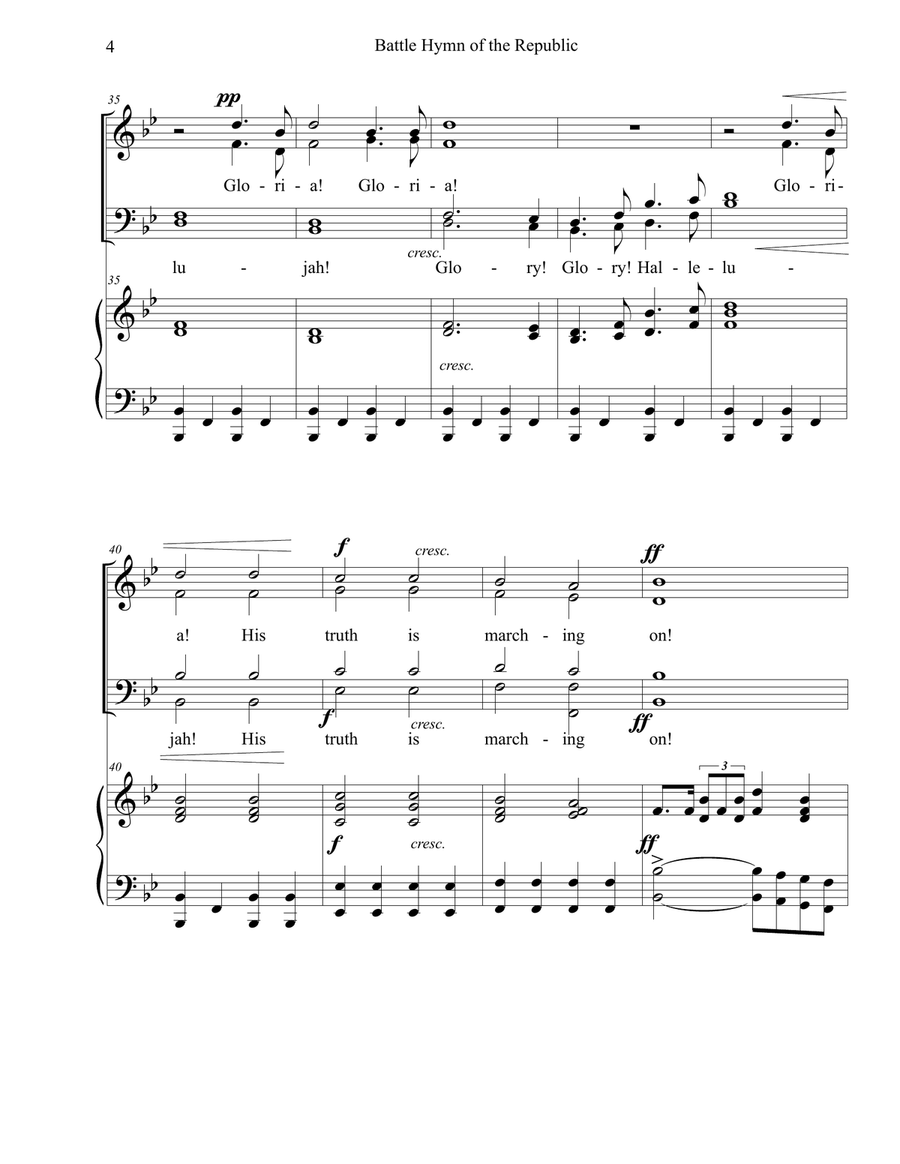 Battle Hymn of the Republic 4-Part scores gallery preview page 4