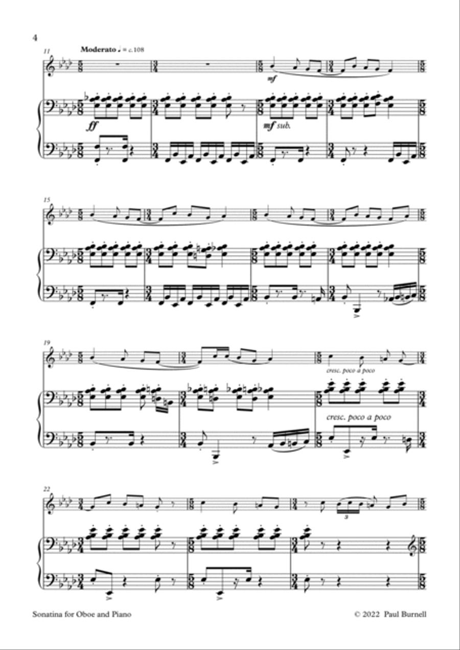 Sonatina for Oboe and Piano Piano scores gallery preview page 4
