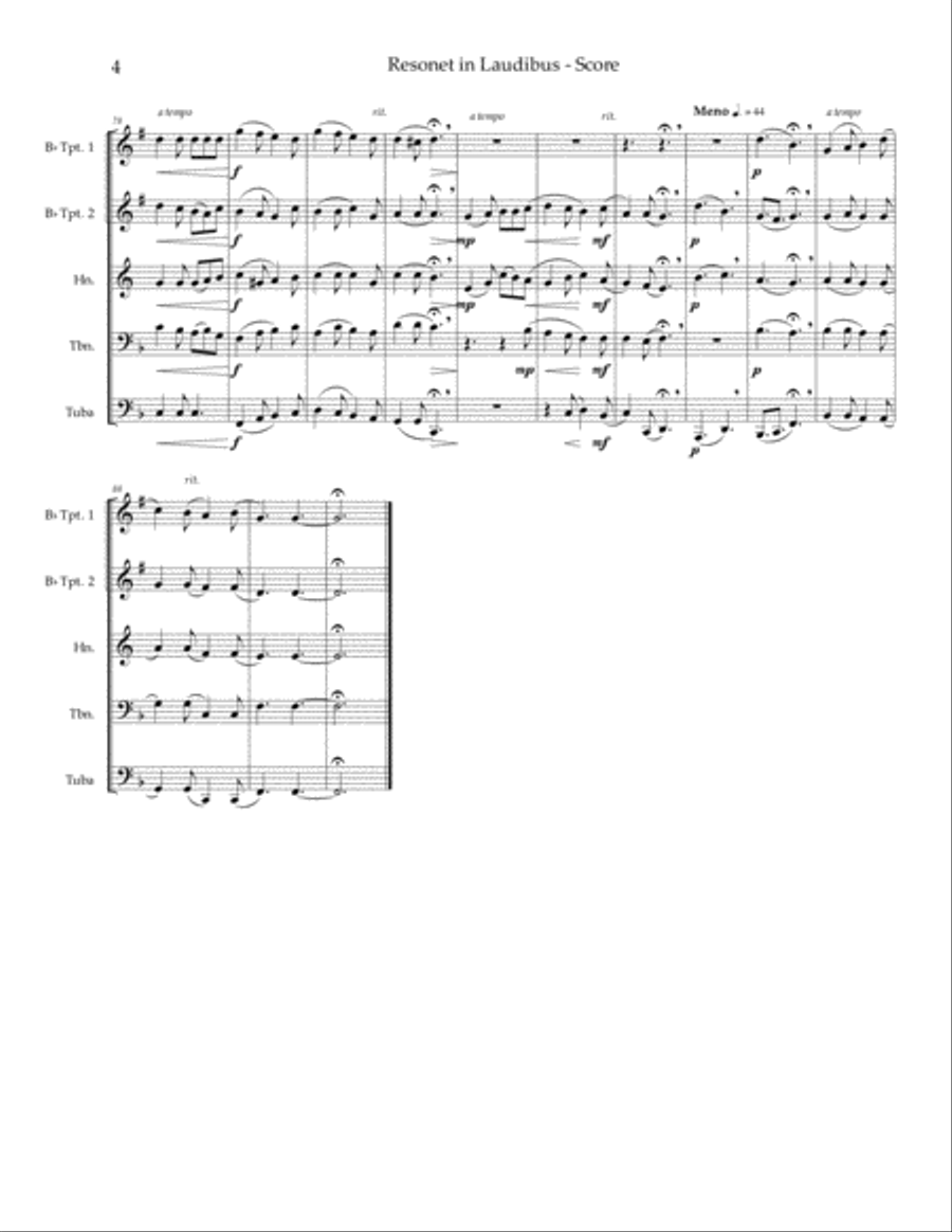 Resonet in Laudibus ("Joseph Dearest, Joseph Mine") - brass quintet image number null