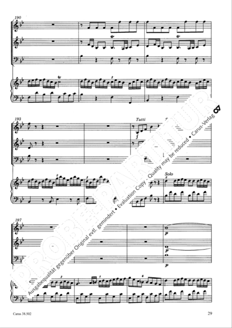 Organ Concerto in B flat major (Orgelkonzert in B) Violin scores gallery preview page 32