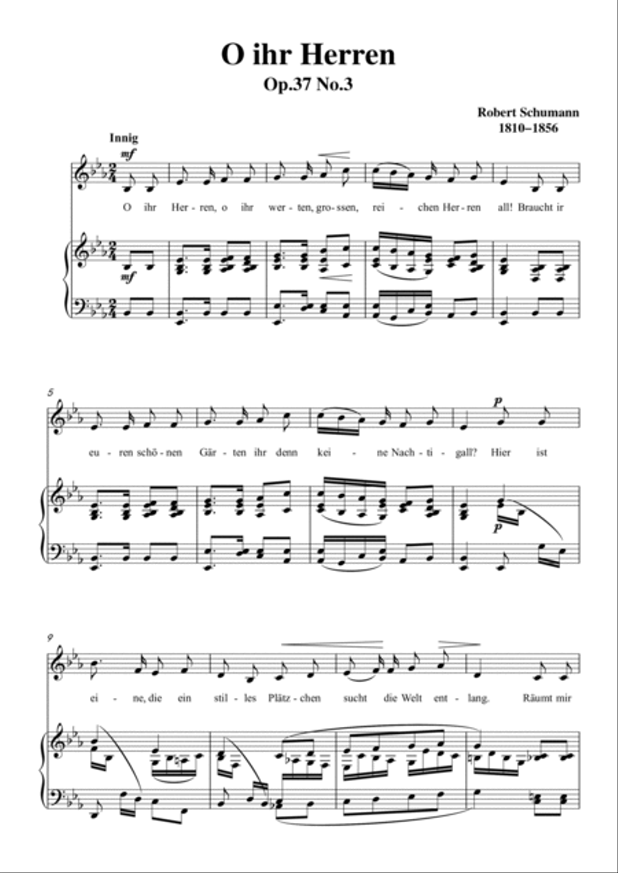 Schumann-O ihr Herren in E♭ Major for Voice and Piano Voice Solo scores gallery preview page 2